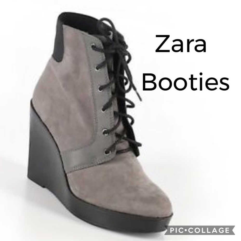 Zara Gray Suede wedged Booties